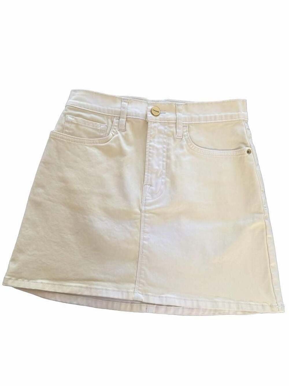 FRAME Off White Coated Denim Mini Skirt Size 23